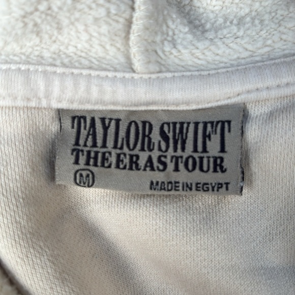 Taylor Swift The Eras Tour Cream Hoodie with Black Backside Print Size M - Picture 3 of 10